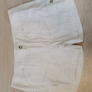 WHITE 💯 Linen Shorts With Jewel Buttons